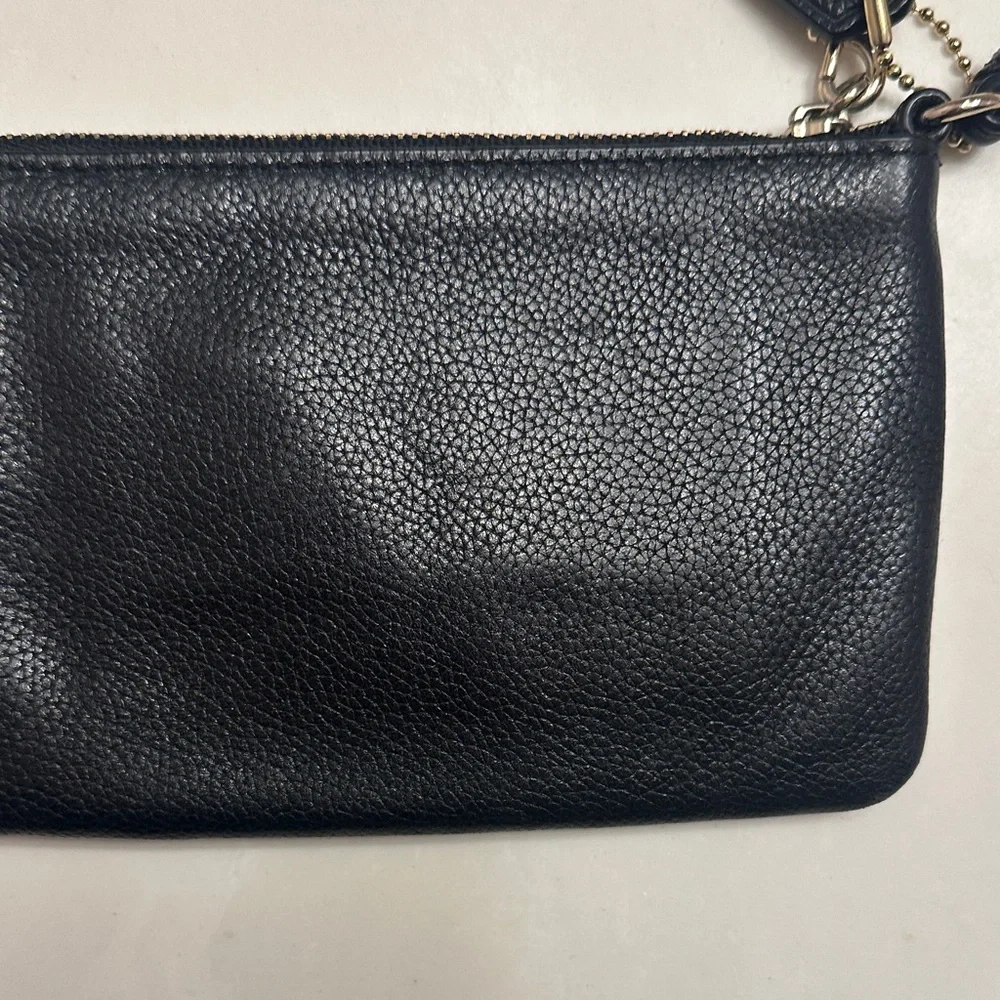Coach Embossed Black Leather Wristlet - Picture 2 of 6